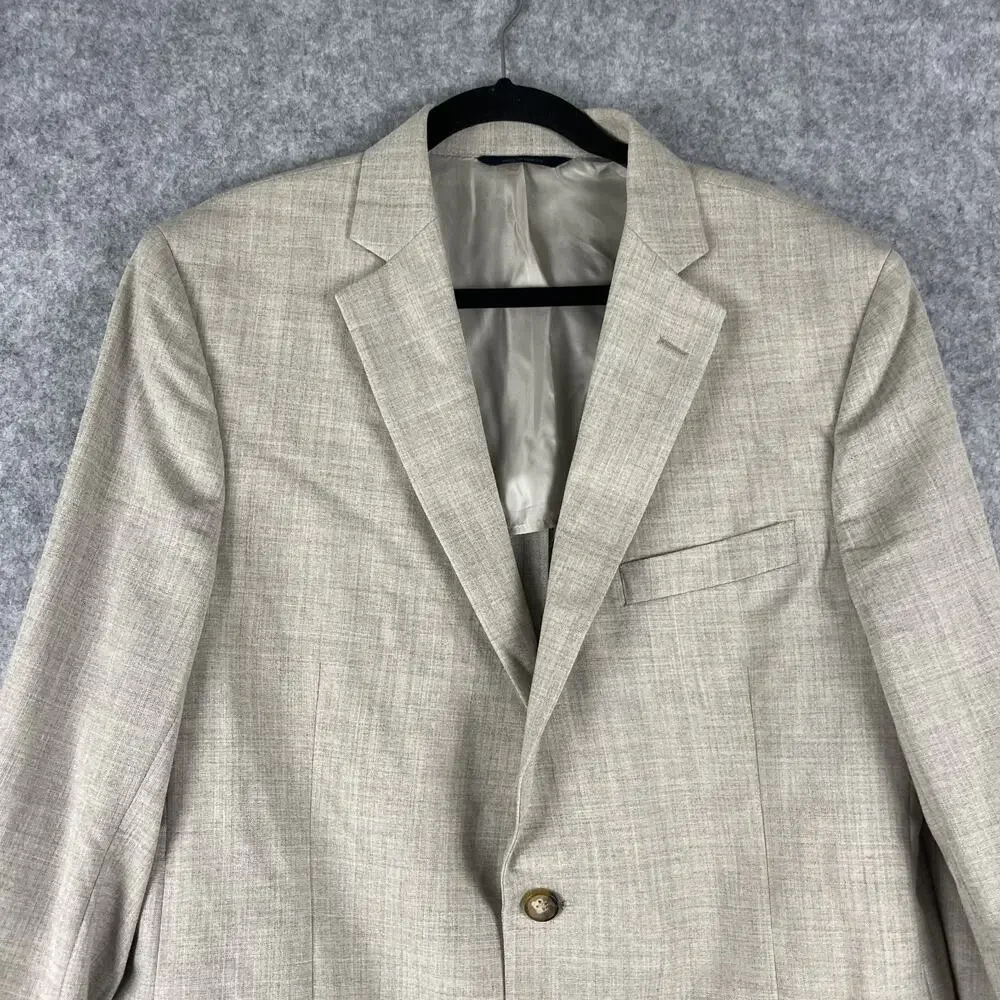 Brooks Brothers‎ Regent Fit Blazer Sport Coat Mens 42R Beige Wool Ramie 2 Button